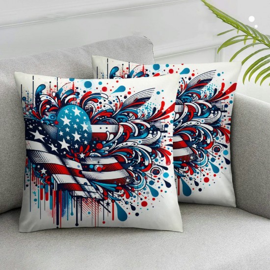 Ulloord Pillow Covers Stars Throw Pillow Covers Cushion Case Red Stripes Pillowcase Decorations for Sofa Couch