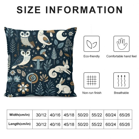 Ulloord Throw Pillow Case Dark Woodland Pillow Covers Decorative Animal Plants Cushion Case for Home Sofa Couch Office Decoration,