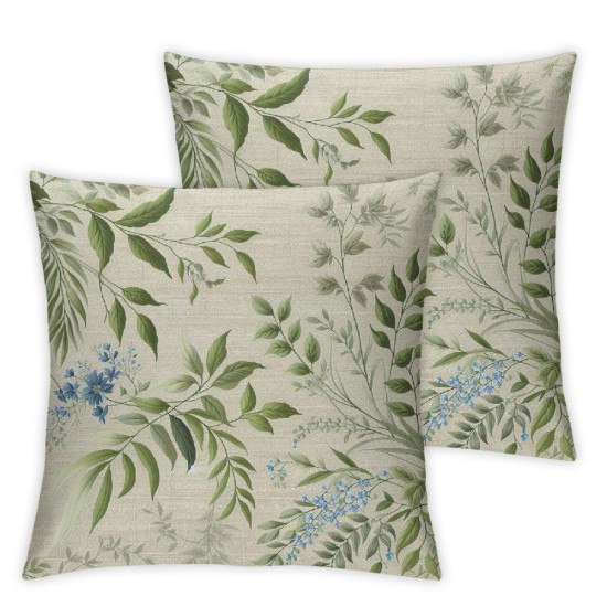 Ulloord  Eucalyptus Leaves Pillow Cover Blue Green Summer Flower Throw Pillow Case Greenery Decoration Cushion Case for Outdoor Activity Sofa Home Couch Office Car,