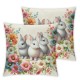 Ulloord Pillow Covers ” Rabbit Bunny Gnome Throw Pillow Case Floral Decorative Pillow Case Holiday Cushion Cover for Farmhouse Home Office Sofa Decoration,