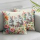 Ulloord Pillow Covers ” Rabbit Bunny Gnome Throw Pillow Case Floral Decorative Pillow Case Holiday Cushion Cover for Farmhouse Home Office Sofa Decoration,