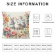 Ulloord Pillow Covers ” Rabbit Bunny Gnome Throw Pillow Case Floral Decorative Pillow Case Holiday Cushion Cover for Farmhouse Home Office Sofa Decoration,