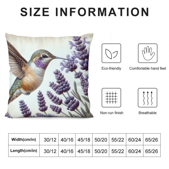 Ulloord  Spring Pillow Covers  Lavender Birds Throw Pillowcase Seasonal Home Sofa Bedroom Living Room Holiday Cushion Case Farmhouse Decorations