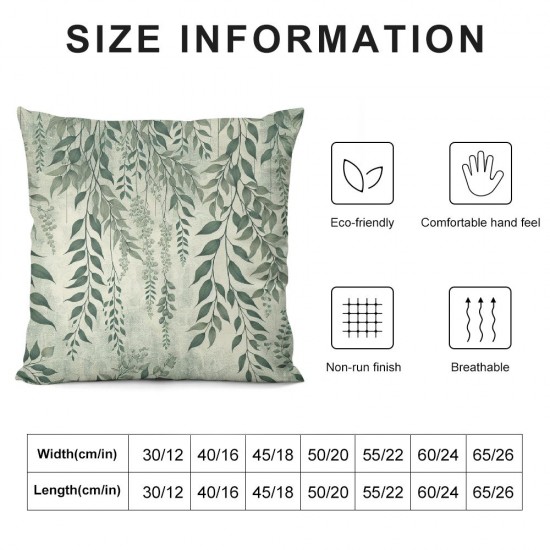 Ulloord  Spring Pillow Covers  Eucalyptus Leaves Throw Pillowcase Home Sofa Bedroom Living Room Holiday Cushion Case Farmhouse Decorations