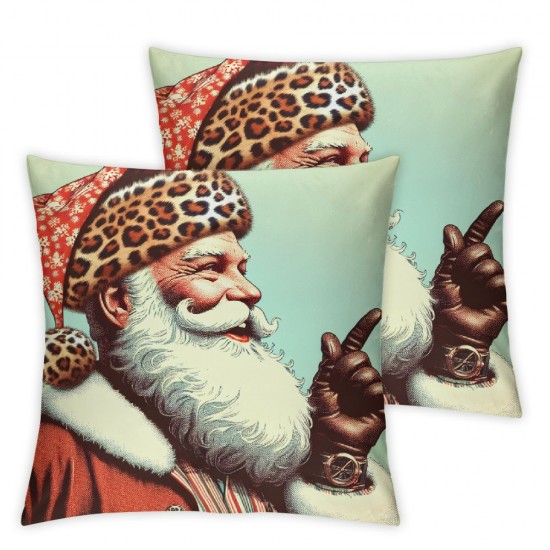 Ulloord Merry Christmas Throw Pillow Covers African American Santa Holly Leaf Home Decor Party Pillowcase Living Room Cushion Case for Sofa Couch