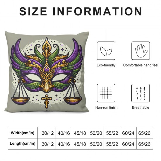 Ulloord  Mardi Gras Pillow Covers  King Cake Throw Pillow Covers Masquerade Mask Bead Living Room Decorative Pillowcase Cushion Case for Sofa Couch