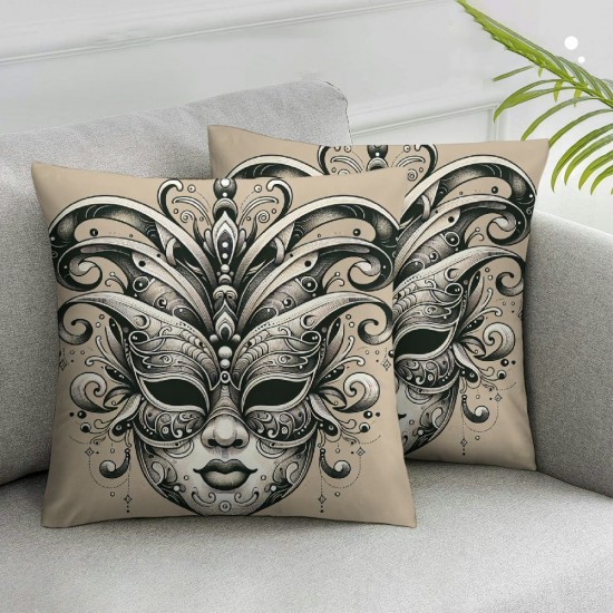 Ulloord Mardi Gras Pillow Covers Masquerade Mask Throw Pillow Covers Living Room Decorative Pillowcase Cushion Case for Sofa Couch