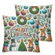 Christmas Throw Pillow Covers Snowman Wreath Pillow Cases Standard Size Christmas Tree Square Pillowcase for Sofa Home Decor at Living Bedroom Outdoor