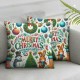 Christmas Throw Pillow Covers Snowman Wreath Pillow Cases Standard Size Christmas Tree Square Pillowcase for Sofa Home Decor at Living Bedroom Outdoor