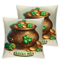 St Patricks Day Pillow Covers Coin Pot Throw Pillowcase Lucky Home Green Sofa Decor Pillowcase Happy Decoration Cushion Cases