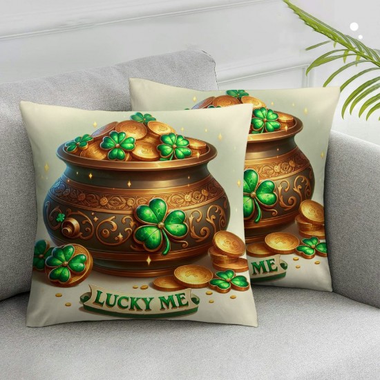 St Patricks Day Pillow Covers Coin Pot Throw Pillowcase Lucky Home Green Sofa Decor Pillowcase Happy Decoration Cushion Cases