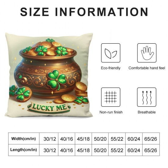 St Patricks Day Pillow Covers Coin Pot Throw Pillowcase Lucky Home Green Sofa Decor Pillowcase Happy Decoration Cushion Cases