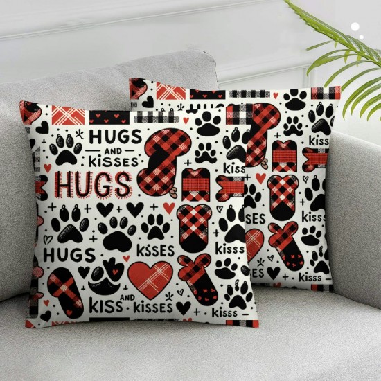 Valentines Day Pillow Covers Dog Paws Sofa Throw Pillowcase Cushion Case Home Decoration Wedding Anniversary Decor