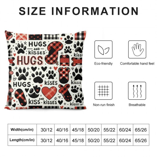 Valentines Day Pillow Covers Dog Paws Sofa Throw Pillowcase Cushion Case Home Decoration Wedding Anniversary Decor