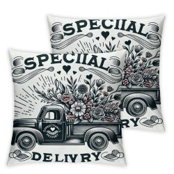 Valentines Day Pillow Covers Love Heart Holiday Truck Flowers Sofa Throw Pillowcase Cushion Case Home Decoration Wedding Anniversary Decor