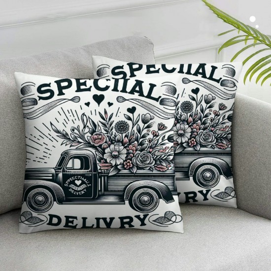 Valentines Day Pillow Covers Love Heart Holiday Truck Flowers Sofa Throw Pillowcase Cushion Case Home Decoration Wedding Anniversary Decor