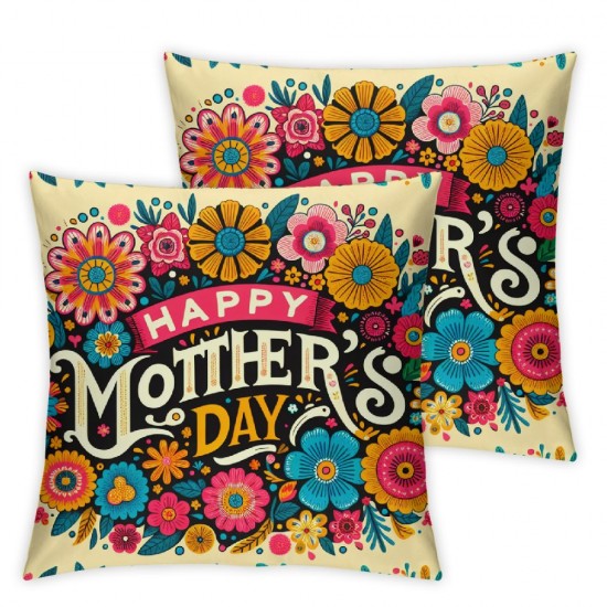 Ulloord Happy Mothers Day Pillow Covers Flowers Floral Throw Pillow Case Home Sofa Bedroom Living Room Cushion Case Farmhouse Decorations