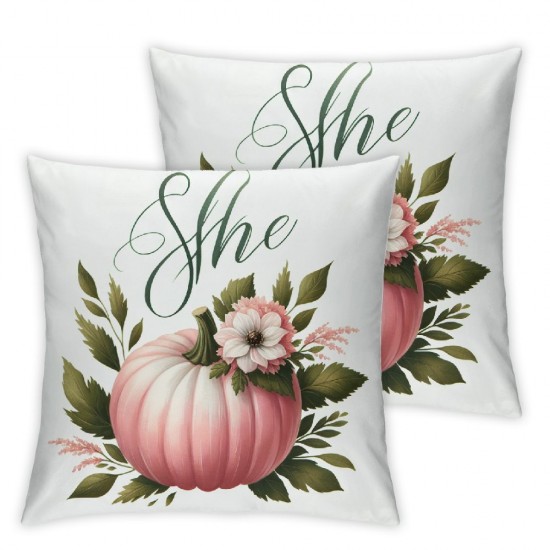 Fall Pillow Covers  Throw Pillowcase Blue Pink Pumpkins Thanksgiving Autumn Holiday Home Sofa Bedroom Cushion Case Outdoor Indoor Decorations