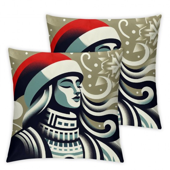 Ulloord Christmas Pillow Covers African American Santa Throw Pillow Covers Winter Pillowcase Home Decor Living Room House Decorative Cushion Case for Sofa