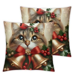 Ulloord Christmas Pillow Covers Cat Red Throw Pillow Covers Christmas Winter Pillowcase Home Decor Living Room House Decorative Cushion Case for Sofa Couch