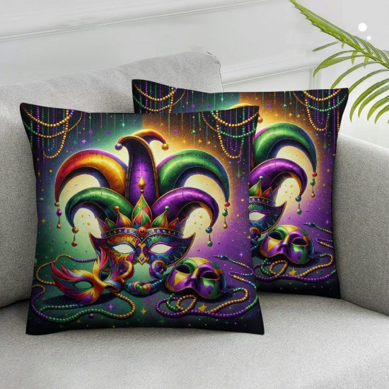 Mardi Gras Pillow Covers Masquerade Mask Throw Pillow Covers Black Living Room Decorative Pillowcase Cushion Case for Sofa Couch