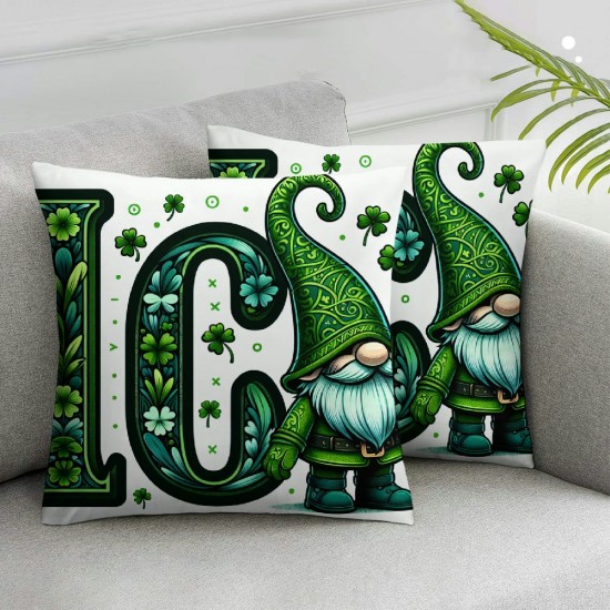 Ulloord St Patricks Day Pillow Covers Shamrock Gnomes Throw Pillowcase Farmhouse Home Sofa Decor Pillowcase Happy Decoration Cushion Cases