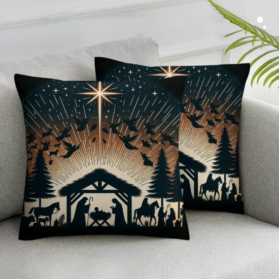 Ulloord Christmas Pillow Covers Snow Scene Throw Pillow Covers Christmas Pillowcase Home Decor Living Room House Decorative Cushion Case for Sofa Couch