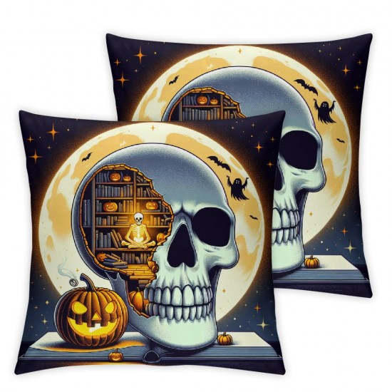 Halloween Pillow Covers  Skull Ghost Pillowcase Holiday Farmhouse Throw Pillows Indoor Outdoor Couch Cushion Case for Home Sofa Decor