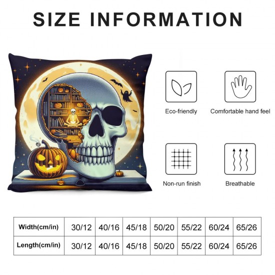 Halloween Pillow Covers  Skull Ghost Pillowcase Holiday Farmhouse Throw Pillows Indoor Outdoor Couch Cushion Case for Home Sofa Decor