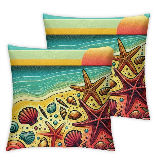 shell Throw Pillow Covers - Beach Pillow Covers Decorative Summer Themed Pillow Case Pillowcases Animal Square Cushion Cover for Sofa Bedroom