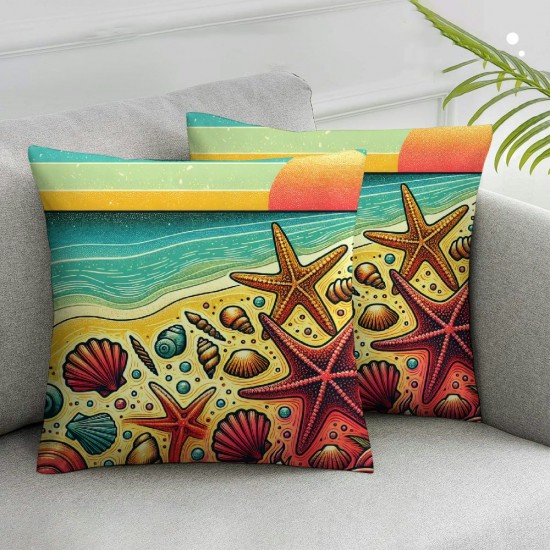 shell Throw Pillow Covers - Beach Pillow Covers Decorative Summer Themed Pillow Case Pillowcases Animal Square Cushion Cover for Sofa Bedroom