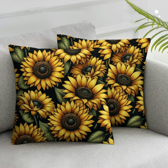 Sunflower Throw Pillow Covers  Pillows Case Sunflower Pillows for Bedroom with Zipper Square Hidden Zipper Sunflower Bedroom Decorative Pillowcase