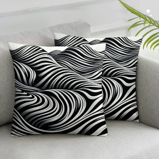 Ulloord Zebra Print Throw Pillow Covers - Animal Pillow Covers White Black Stripes Pillowcases Modern Farmhouse Home Decor for Bedroom Couch Sofa