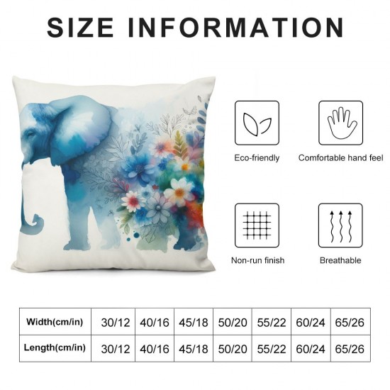 Ulloord Colorful Pillow Covers Case - with Flowers Pillowcase Animal Art Pillow Case Square Cushion Cover for Sofa Bedroom