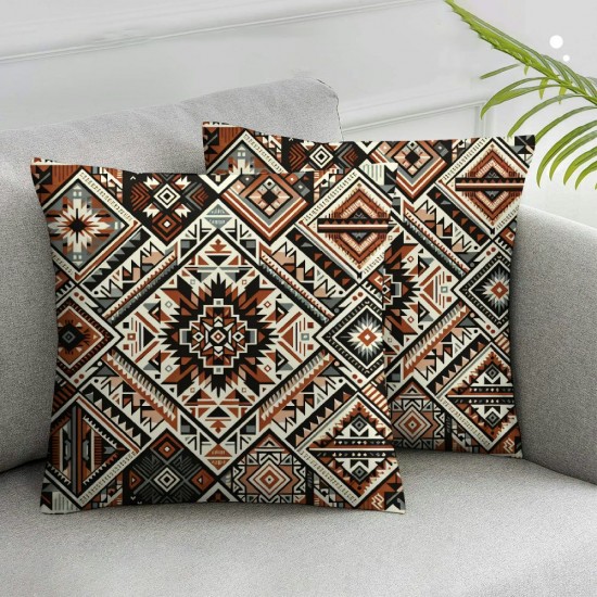 Throw Pillow Covers - Red Orange Pillow Covers Ethnic Pillow Cases Pillowcases Soft Cushion Cover for Home Bedroom Living Room Sofa