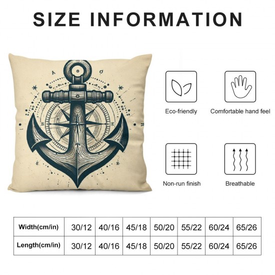 Anchor Pillow Cases Throw Pillow Covers for Sofa Bed Home Decor Square Pillowcases for Farmhouse Outdoor Bedroom