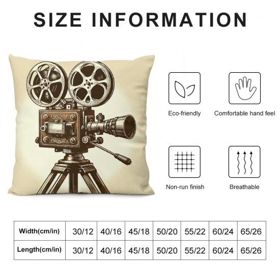 Pillow Cover The Lapper Board Printed Decorative Throw Pillow Case Movie Theater Style Pillowcase strip Clapboard Printed Pillow Cushion Case