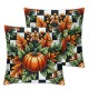 Ulloord Fall Pumpkin Throw Pillow Covers - Pumpkins Stripes Pillowcases Happy Thanksgiving Pillow Case Autumn Halloween Pillow Cover Square Cushion Cover for Sofa Bedroom