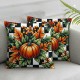 Ulloord Fall Pumpkin Throw Pillow Covers - Pumpkins Stripes Pillowcases Happy Thanksgiving Pillow Case Autumn Halloween Pillow Cover Square Cushion Cover for Sofa Bedroom