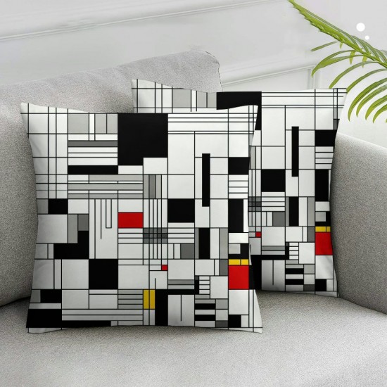 Ulloord Red Black Grey White Throw Pillow Covers  Modern Geometric Pillows Cover  Decorative  Square Pillow Case for Home Couch Bed Sofa Outdoor