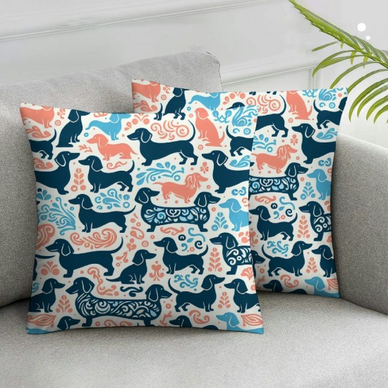 Colorful Dog Pillow Covers - Dog Throw Pillow Cover Puppy Silhouette Pillow Cases Pet Animal Print Cushion Covers for Sofa Bed Car