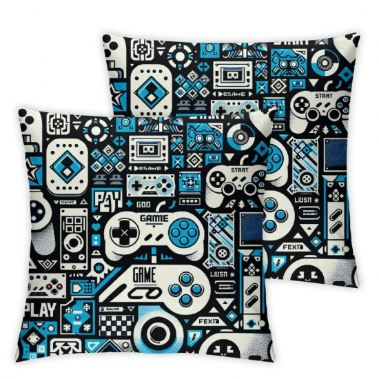 Throw Pillow Covers Decorative - Video Controller Pillow Covers Blue White Room Pillow Case Pillowcases Party Bedroom Home Decor for Boy Girl