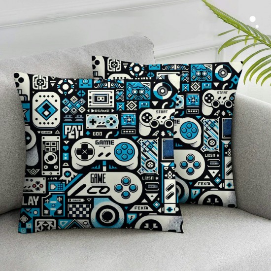 Throw Pillow Covers Decorative - Video Controller Pillow Covers Blue White Room Pillow Case Pillowcases Party Bedroom Home Decor for Boy Girl