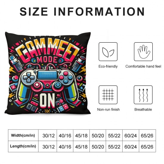 Black Pillow Covers Decorative - Mode On Pillow Cases Video Game Controller Pillow Pillowcases Bedroom Decor for Boy Girl