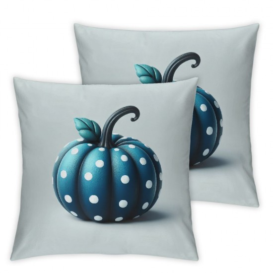 Ulloord  Fall Pillow Covers  Fall Autumn Thanksgiving Ink Painting Blue Polka dots Pumpkins Pillowcovers DecorativeDecoration for Home Couch