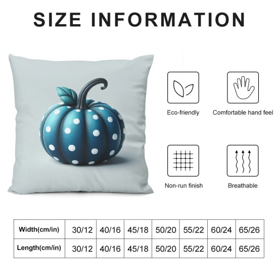 Ulloord  Fall Pillow Covers  Fall Autumn Thanksgiving Ink Painting Blue Polka dots Pumpkins Pillowcovers DecorativeDecoration for Home Couch