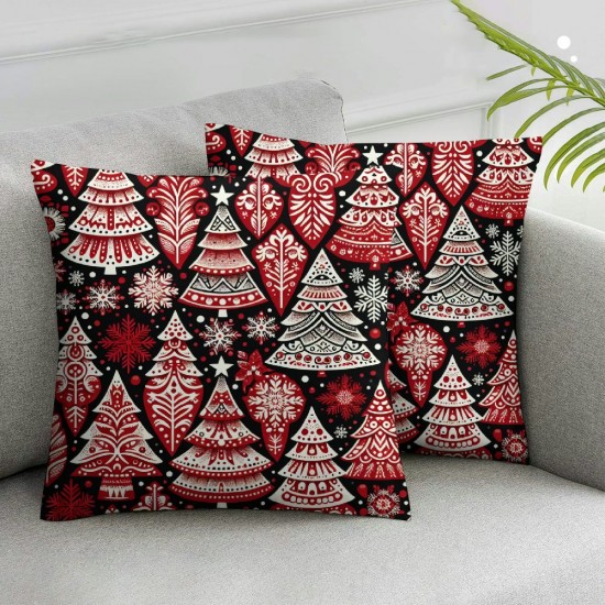 Ulloord Christmas Pillow Covers Christmas Tree Merry Christmas Decorative Red White Throw Pillow Covers Winter Farmhouse Decoration for Home Couch