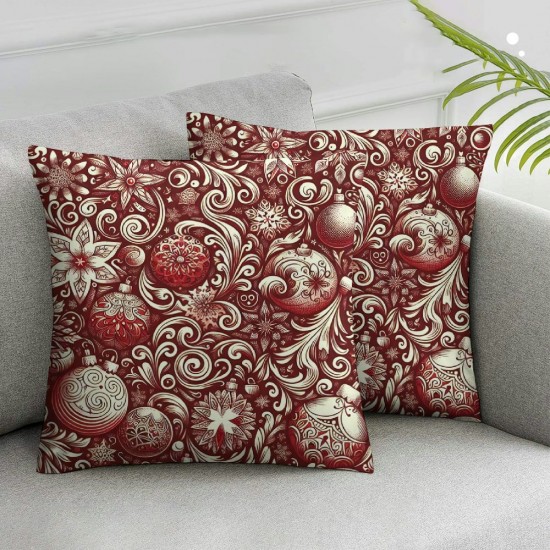 Ulloord  Christmas Pillow Covers Christmas Tree Balls Decorative Throw Pillows Winter Christmas Decor for Home Couch