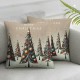 Ulloord  Christmas Pillow Covers Christmas Tree Merry Christmas Decorative White Throw Pillows Winter Christmas Decor for Home Couch